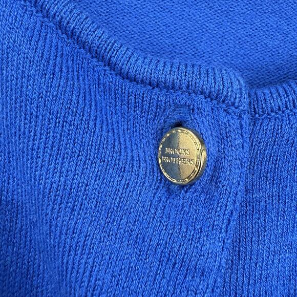 Brooks Brothers Cardigan Sweater Royal Blue Cotton Tiny Buttons M - Picture 4 of 7